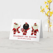 白い背景のキュートな黒サンタパーティー カード (黄色い花)