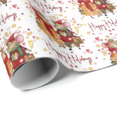 白い背景のクリスマスねずみ ラッピングペーパー (ロールコーナー)