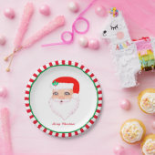 白い背景のクリスマスサンタクロース ペーパープレート (パーティー)