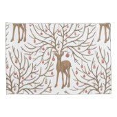 白い背景のクリスマスシカ 枕カバー (裏面-右)