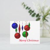 白い背景のクリスマスボール シーズンポストカード (スタンド正面)