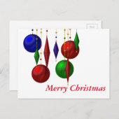 白い背景のクリスマスボール シーズンポストカード (正面/裏面)