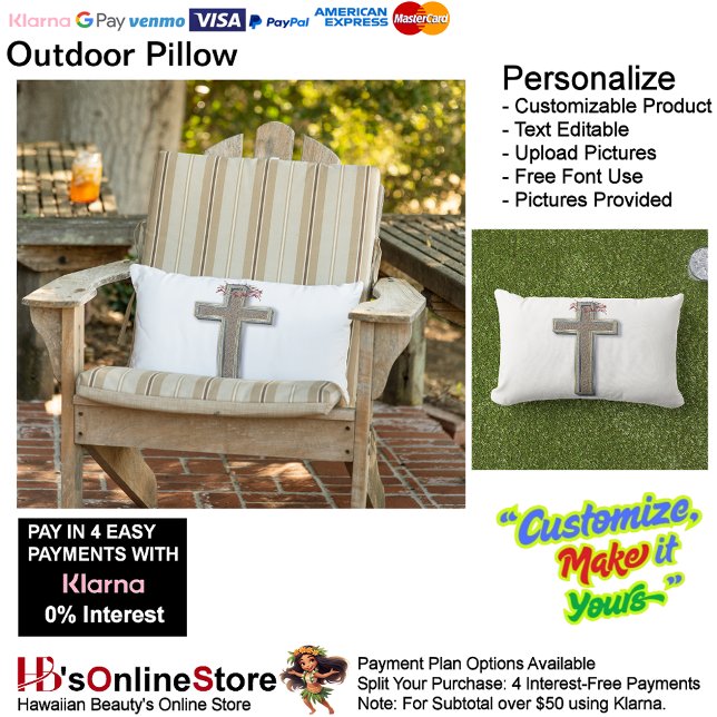 白い背景のクロス屋外用ピロー アウトドアクッション (Cross Outdoor Throw Pillow with White Background.)