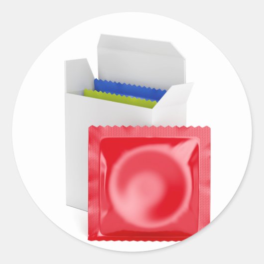 白い背景のコンドーム ラウンドシール (正面)