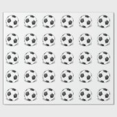 白い背景のサッカーボール ラッピングペーパー (フラット)