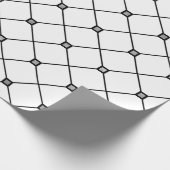 白い背景のダイヤモンドに黒と銀 ラッピングペーパー (角)