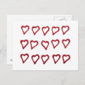 白い背景のハート ポストカード (正面/裏面)