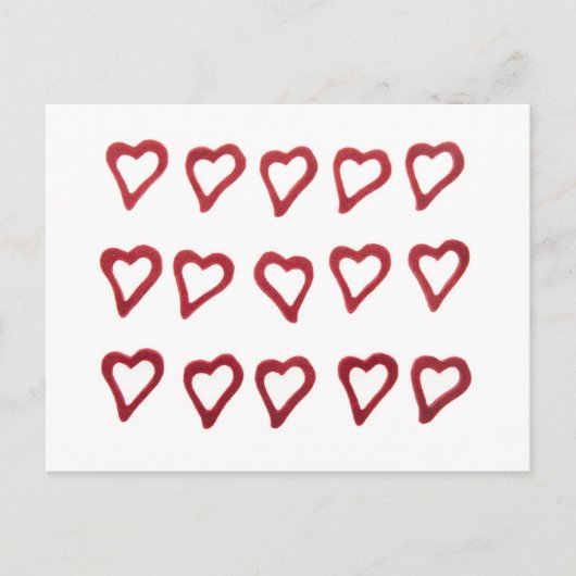 白い背景のハート ポストカード (正面)