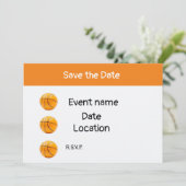 白い背景のバスケットボール セーブ・ザ・デート 招待状 (スタンド正面)