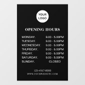 白い背景のビジネス営業時間 シンプル モダンなスクリプト ウィンドウサイン (シート)
