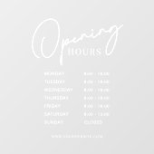 白い背景のビジネス営業時間 シンプル モダンなスクリプト ウィンドウサイン (シート)