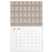 白い背景のピンクと茶色の模様 カレンダー (3月 2026)