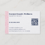 白い背景のピンクストライプ色のフローラペイズリー 名刺 (裏面)