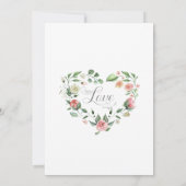 白い背景のピンク色のバラ結婚 案内状 (裏面)