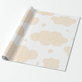 白い背景のベージュ色の雲 ラッピングペーパー