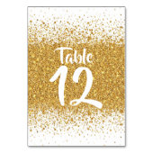 白い背景のモダンで純粋な金ゴールドのグリッター テーブルナンバー (裏面)