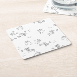 白い背景のモノクロ写真です。 スクエアペーパーコースター