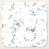 白い背景のモノクロ写真です。 スクエアペーパーコースター (正面)