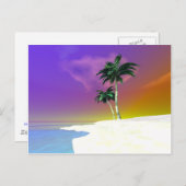 白い背景のヤシの木 ポストカード (正面/裏面)