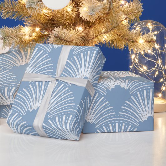 白い背景のラッピングにピンクのアートデコパターン ラッピングペーパー (クリスマス)