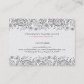 白い背景の上にグレーのペイズリーレース 名刺 (裏面)