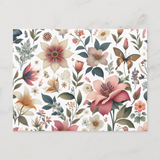 白い背景の上に花の束が付いている インビテーションポストカード (正面)