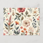 白い背景の上に花の束が付いている インビテーションポストカード (正面)