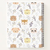 白い背景の可愛い動物柄 ノートブック (裏面)