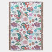 白い背景の可愛い漫画の人魚 スローブランケット (正面縦)