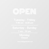 白い背景の営業時間ステッカー ウィンドウサイン (シート)