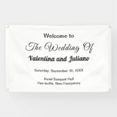 白い背景の四角形の結婚上の黒い文字 横断幕 (横)