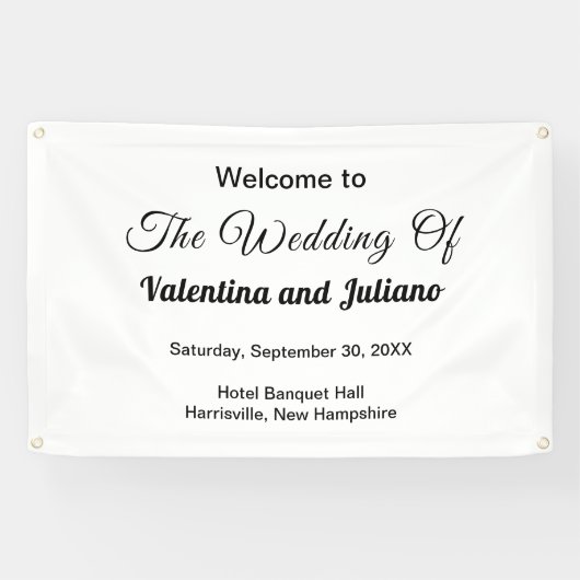 白い背景の四角形の結婚上の黒い文字 横断幕 (横)