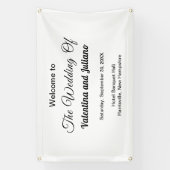 白い背景の四角形の結婚上の黒い文字 横断幕 (縦)