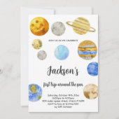 白い背景の外側スペース誕生日招待状 招待状 (正面)