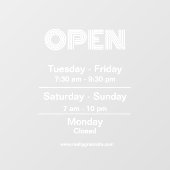 白い背景の店舗営業時間ラベル ウィンドウサイン (シート)