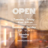 白い背景の店舗営業時間ラベル ウィンドウサイン (シート2)