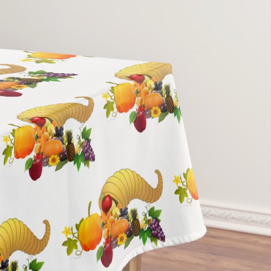 白い背景の感謝祭の豊かさの角 テーブルクロス (インサイチュ)