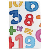 白い背景の新学期ナンバー ミディアムペーパーバッグ (裏面)