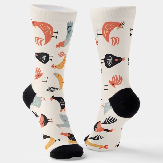 白い背景の様々な鶏 ソックス (傾斜あり)