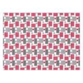 白い背景の灰色の赤い水玉模様パッチワーク テーブルクロス (正面(横))