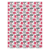 白い背景の灰色の赤い水玉模様パッチワーク テーブルクロス (正面)