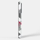 白い背景の灰色の赤い水玉模様パッチワーク Case-Mate iPhoneケース (裏面 / 右)