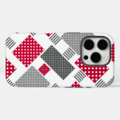 白い背景の灰色の赤い水玉模様パッチワーク Case-Mate iPhoneケース (裏面 (横))
