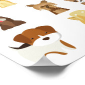 白い背景の犬のパターン ポスター (角)