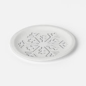 白い背景の白い3D雪片 ペーパープレート (アングル)