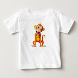 白い背景の笑うサル ベビーTシャツ