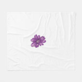 白い背景の紫の花 フリースブランケット (正面(横))