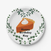 白い背景の緑のケーキのアイスクリーム ペーパープレート (正面)