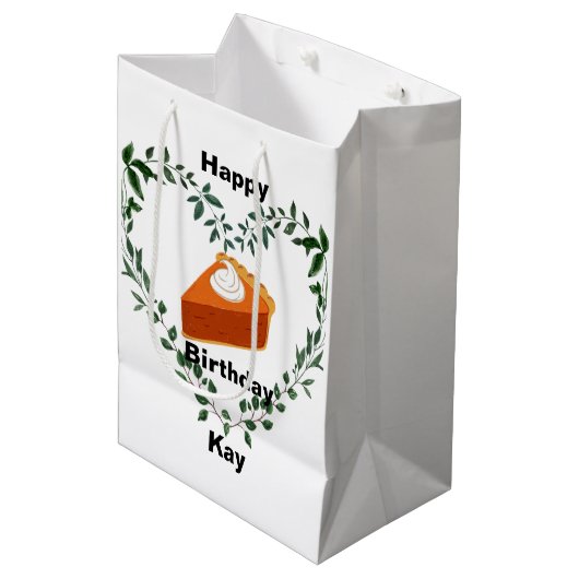 白い背景の緑のケーキのアイスクリーム ミディアムペーパーバッグ (正面アングル)