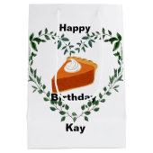 白い背景の緑のケーキのアイスクリーム ミディアムペーパーバッグ (裏面)